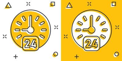 icono de reloj en estilo cómico. ver ilustración de vector de dibujos animados sobre fondo blanco aislado. concepto de negocio de efecto de salpicadura de temporizador.