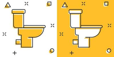 Toilet bowl icon in comic style. Hygiene cartoon vector illustration on isolated background. WC restroom splash effect sign business concept.