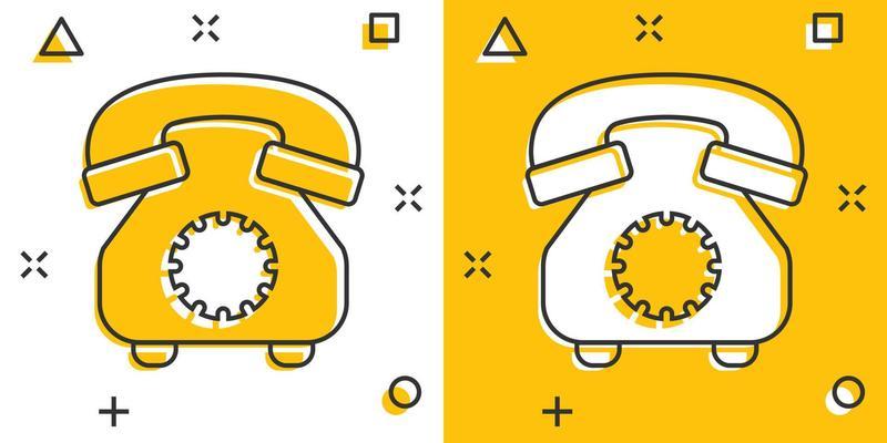 Mobile phone icon in comic style. Telephone talk cartoon vector illustration on white isolated background. Hotline contact splash effect business concept.