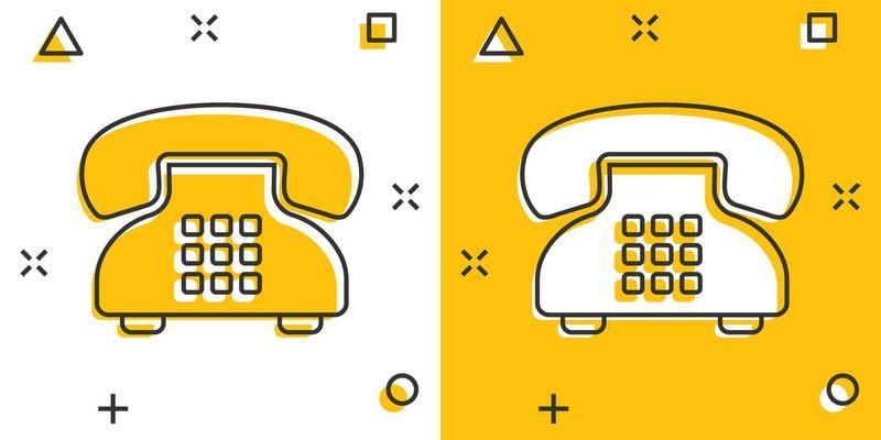 Mobile phone icon in comic style. Telephone talk cartoon vector illustration on white isolated background. Hotline contact splash effect business concept.