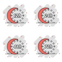 Clock icon in comic style. Timer countdown cartoon vector illustration on isolated background. Time measure splash effect sign business concept.