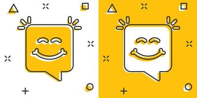 icono de sms feliz en estilo cómico. mensaje discurso burbuja dibujos animados vector ilustración sobre fondo blanco aislado. concepto de negocio de efecto de salpicadura de sobre.