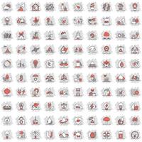 Eco environment icons set in comic style. Ecology cartoon vector illustration on white isolated background. Bio emblem splash effect sign business concept.