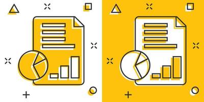 Financial statement icon in comic style. Document cartoon vector illustration on white isolated background. Report splash effect business concept.