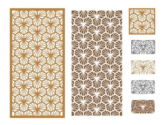 Set of decorative card templates. Laser cut panel. Vector illustration.
