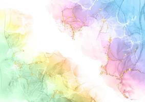 pastel rainbow coloured hand painted alcohol ink design vector