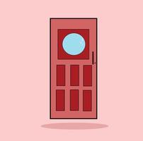 Red door with rounded glass vector