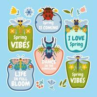 Set of Spring Stickers vector