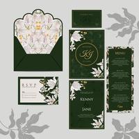 conjunto de elegante plantilla de invitación de boda floral vector