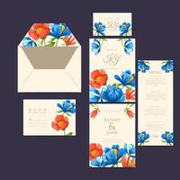 conjunto de concepto de invitación de boda floral vector