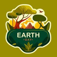 Eco Friendly Earth Day Illustrated Label. Vector Illustration