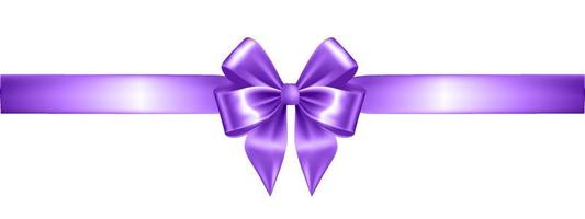 Violet Silk Realistic Bow with Ribbon on White vector