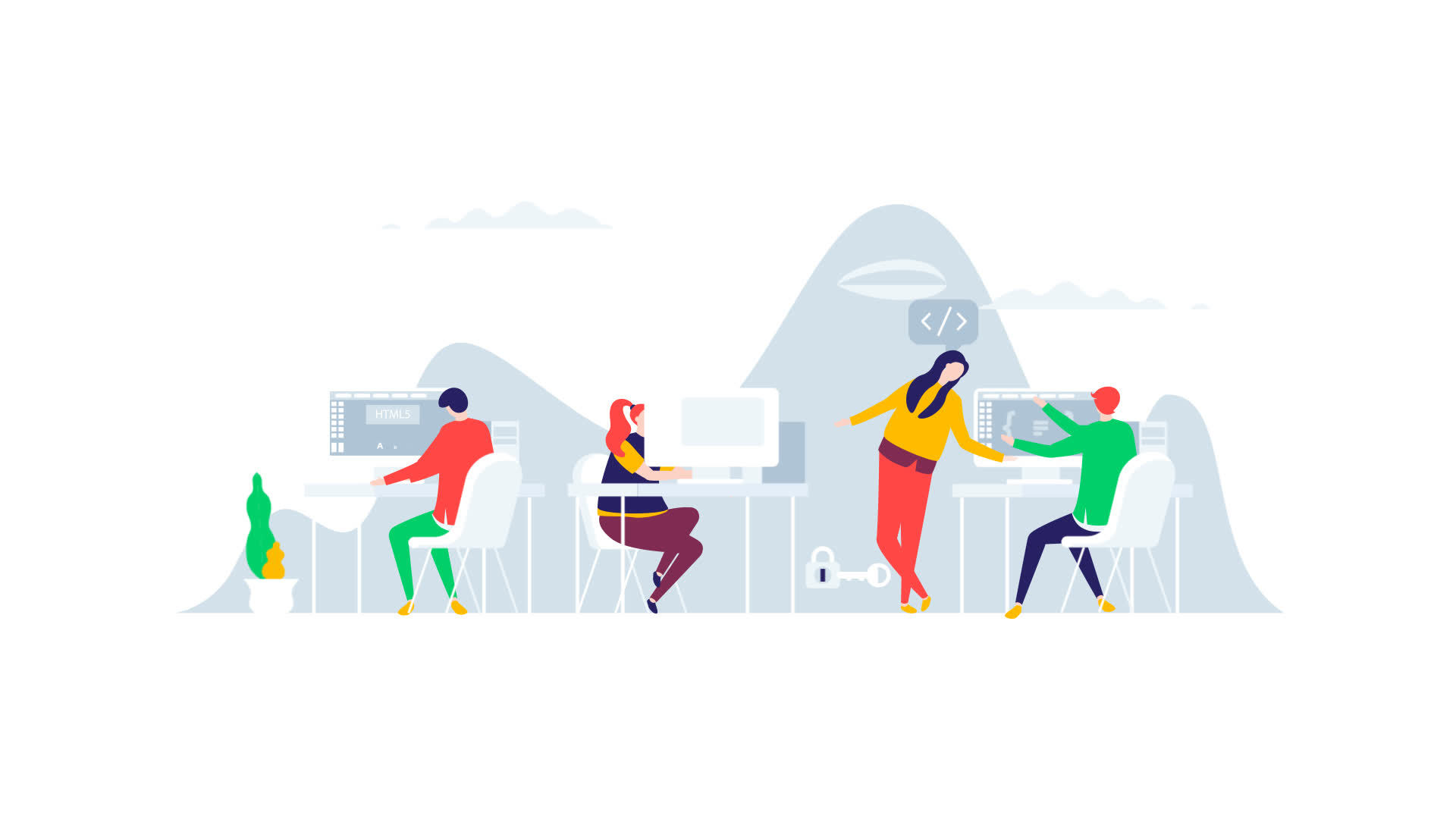 computer programmer scene icon of nice animated for your explainer ...