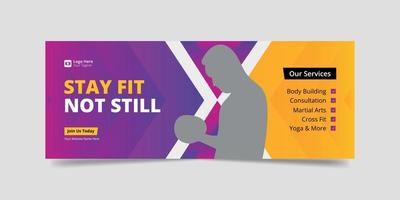 Fitness and gym workout facebook timeline cover template vector