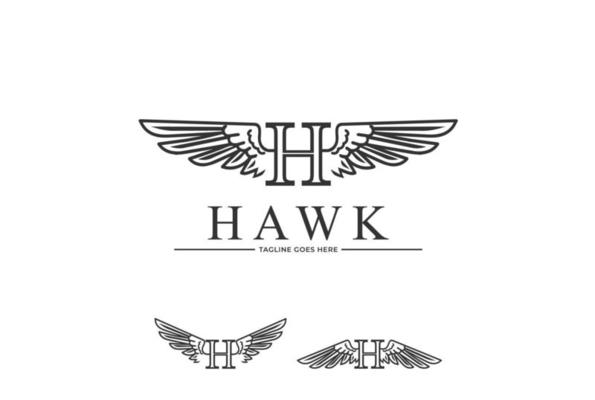 Vintage Initial Letter H for Hawk Wings Logo Design