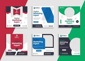 Set of Digital marketing and corporate social media post templates or Web banner vector