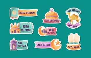 Isra Miraj Cute Doodle Sticker Collection vector