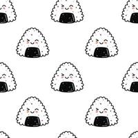 Kawaii sushi illustration. Vector flat hand drawn seamless pattern