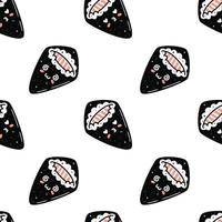 Kawaii sushi illustration. Vector flat hand drawn seamless pattern