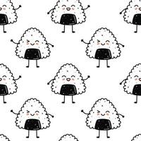 Kawaii sushi illustration. Vector flat hand drawn seamless pattern