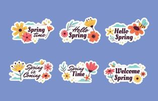 Cute Spring Floral Sticker Pack vector