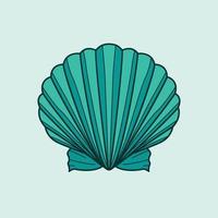 Seashell illustration. Vector graphic design of a colorful blue shell