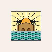 House and palms illustration. Vector graphic which represents a house on the beach with palms.