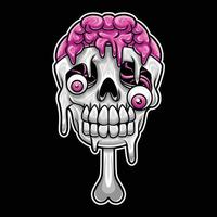 Skull Ice Cream With Brain and Eye Out Illustration vector