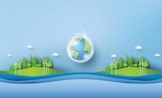 concept of ecology and wolrd water day . vector