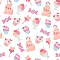 Seamless pattern for valentine's day cute sweets vector