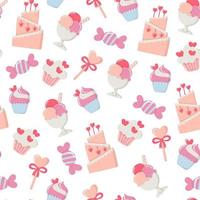 Seamless pattern for valentine's day cute sweets vector