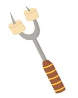 Doodle flat clipart. Marshmallows on a skewer for frying over a fire. All objects are repainted. vector