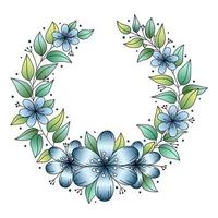 Set of wreaths with cute variegated flowers vector