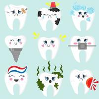 Vector doodle sticker. Cartoon teeth. All objects are repainted.