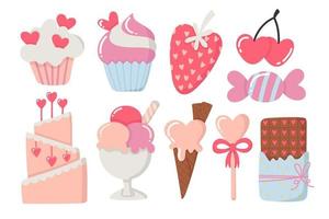 Cute valentine's day doodles set vector