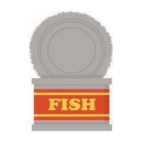 imágenes prediseñadas de garabatos. pescado enlatado con una etiqueta. Todos los objetos están repintados. vector