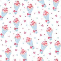 Seamless pattern for valentine's day with bouquets vector