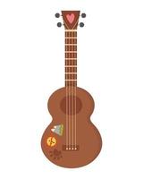 imágenes prediseñadas de garabatos. guitarra clásica con pegatinas en la cubierta. Todos los objetos están repintados. vector