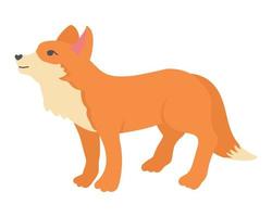 Doodle flat clipart. Little cute red fox. All objects are repainted. vector