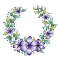 Set of wreaths with cute variegated flowers vector