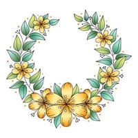 Set of wreaths with cute variegated flowers vector