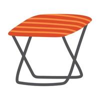 Doodle flat clipart. Folding travel chair. All objects are repainted. vector