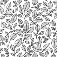 Ink black and white monochrome pattern with plants vector