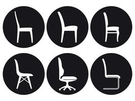 Chair icons set. White on a black background vector