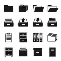 Archive, document icons set. Black on a white background vector