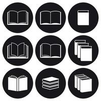 Books icons set. White on a black background vector