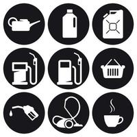 Gasoline station icons set. White on a black background vector