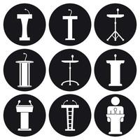 Podium tribunes icons. White on a black background vector