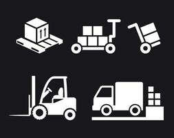 Loader icons set. White on a black background vector