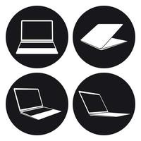 Notebook icons set. White on a black background vector